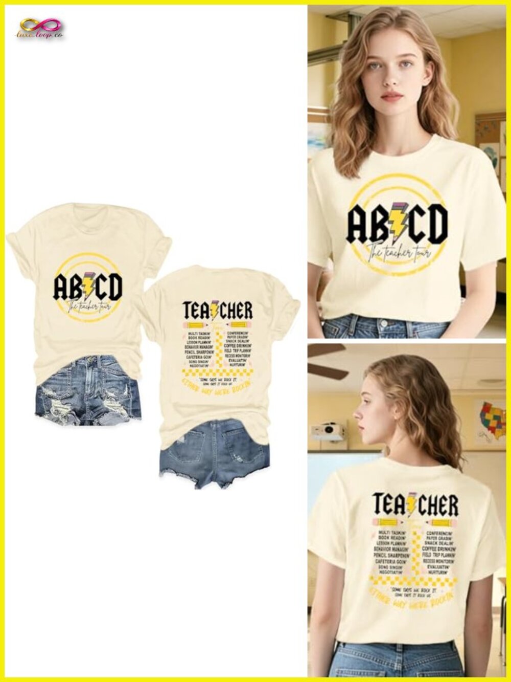 Funny ABCD Teacher Tour T-Shirt Casual Back to School Tee